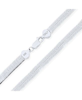 .925 Sterling Silver Flat Omega Herringbone Chain Choker Collar Necklace Made in Italy