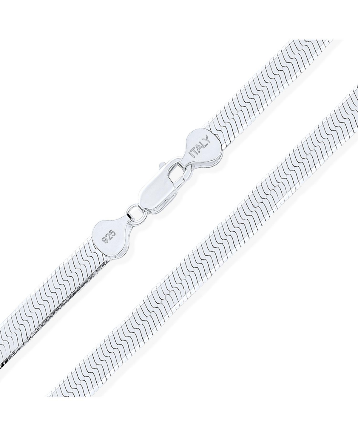 Bling Jewelry .925 Sterling Silver Flat Omega Herringbone Chain Choker Collar Necklace Made in Italy