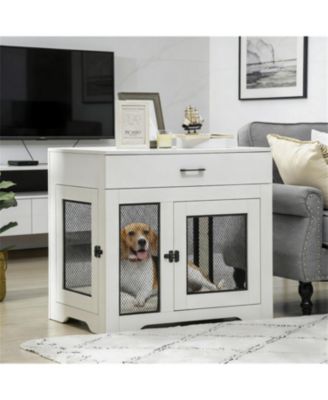 Dog Crate with 2 Doors in Cream White