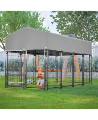  Dog Crate with UV-Resistant Waterproof Cover in Grey