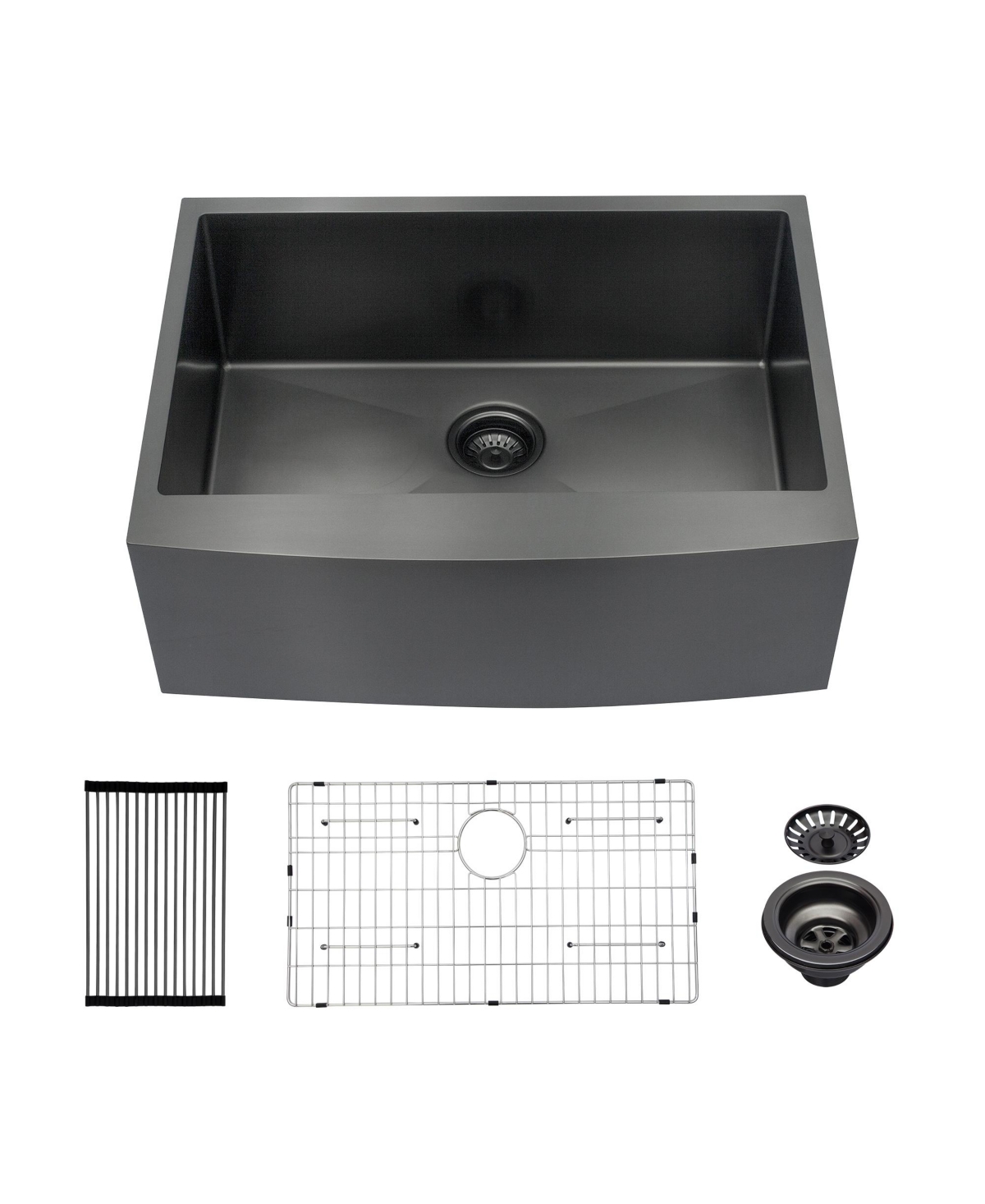 flynama huluwat 27x21x10inch Gunmetal Black Farmhouse Kitchen Sink Stainless Steel Apron Front 16 Gauge
