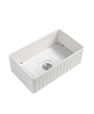 36x20inch Fireclay Farmhouse Kitchen Sink Reversible Grid Strainer 10 Inch Deep