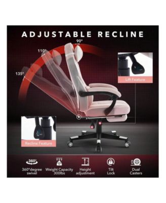 Video Gaming Chair With Massage Lumbar Support And Footrest Height Adjustable Big And 50.3inch Tall Ergonomic PU Leather