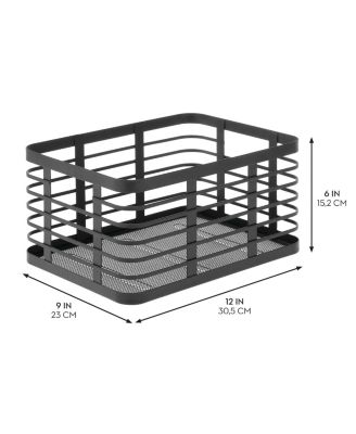 Metal Pantry Basket with Handles - Set of 4 - Matte Black