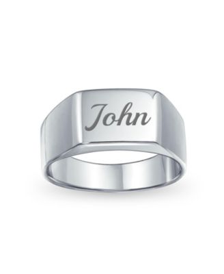 Simple Rectangle Initial Monogram Signet Ring  .925 Sterling Silver