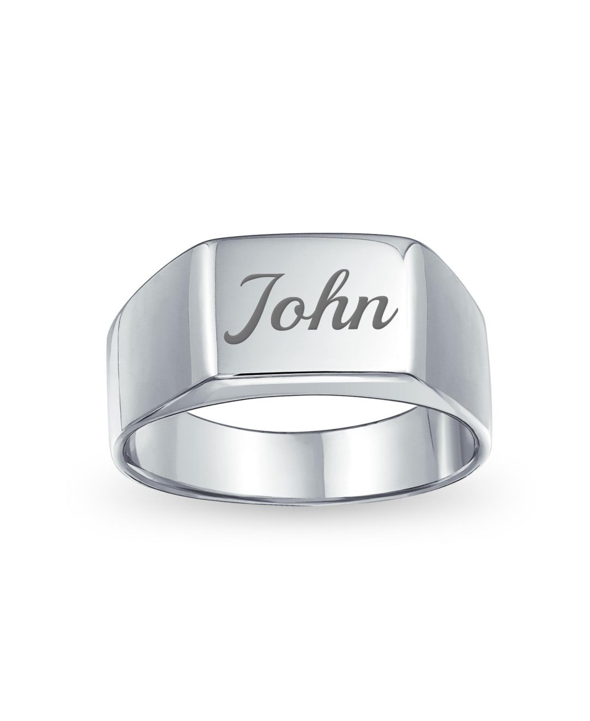 Bling Jewelry Simple Rectangle Initial Monogram Signet Ring .925 Sterling Silver