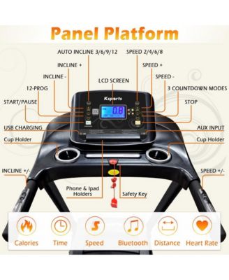 16.5 In Wide Foldable Home Treadmill w/ Bluetooth & Fitness Tracking App