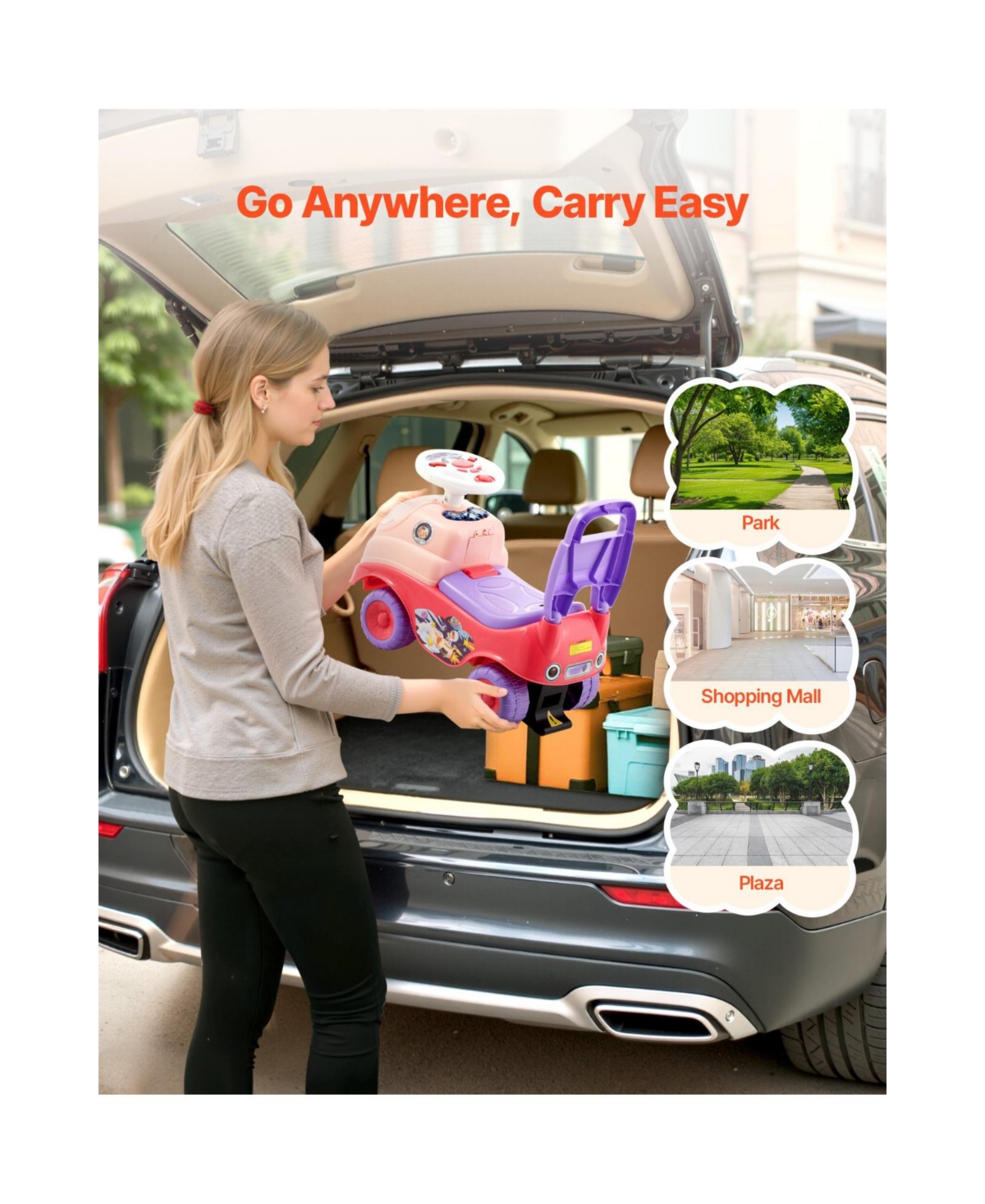 Slickblue Ride On Toddler Push Car, Push Car for Toddler 19 to 36 Months, Kids Ride On Toy with Horn & Music