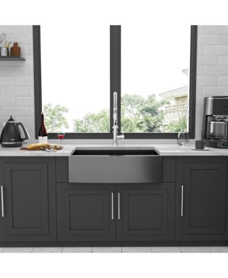 33x21x10inch Gunmetal Black Farmhouse Kitchen Sink Stainless Steel Apron Front 16 Gauge
