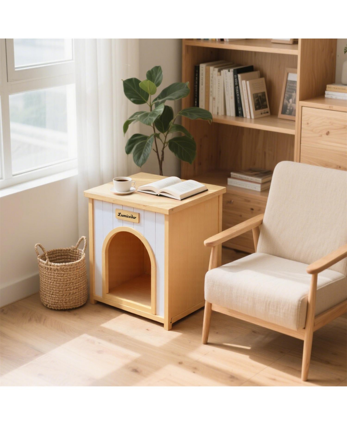 Aostirmotor Cat House for Small Cats & Dogs in Light Yellow