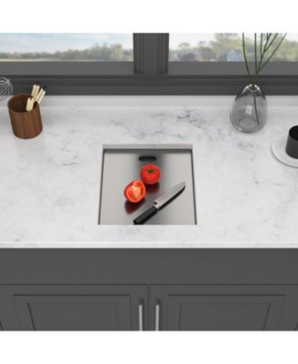 15x17x9inch Undermount Bar Sink with Folding Faucet Single Bowl 16 Gauge Gunmetal Black