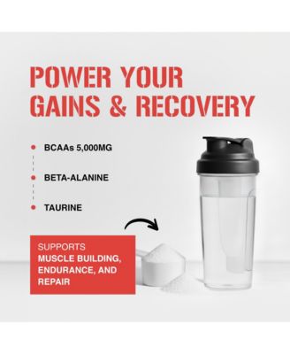 BCAAs Amino Acids Powder - Rehydrating BCAA Powder Post Workout Recovery Drink with Natural Caffeine - Fruit Punch
