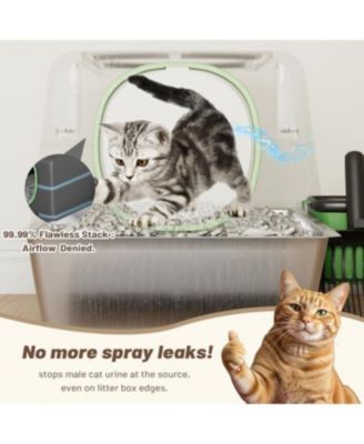 Extra Large Enclosed Stainless Steel Cat Litter Box Enclosure with Lid