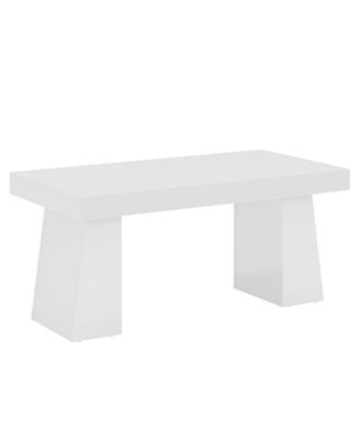 Dining Room Table for 4-6, 55-Inch Mid-Century Modern Dining Table with Double Pedstral, Rectangular Wood Kitchen Dinner Table