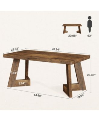 Coffee Table, Farmhouse Center Table with V-Shaped Legs, 47.2 x 23.6 Inches Rectangle Living Room Tables, Easy to Assemble, Rustic Brown