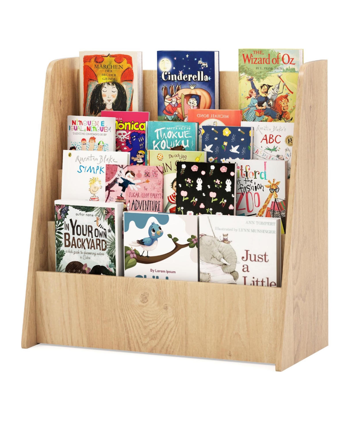 Slickblue Durable 4-Tier Bookshelf for Kids with Deep Storage Spaces