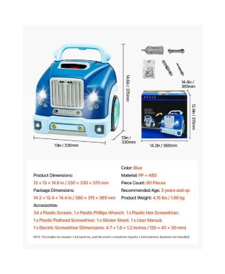 Kids Engine Toy with 60 Pieces and Removable Car Repair Parts