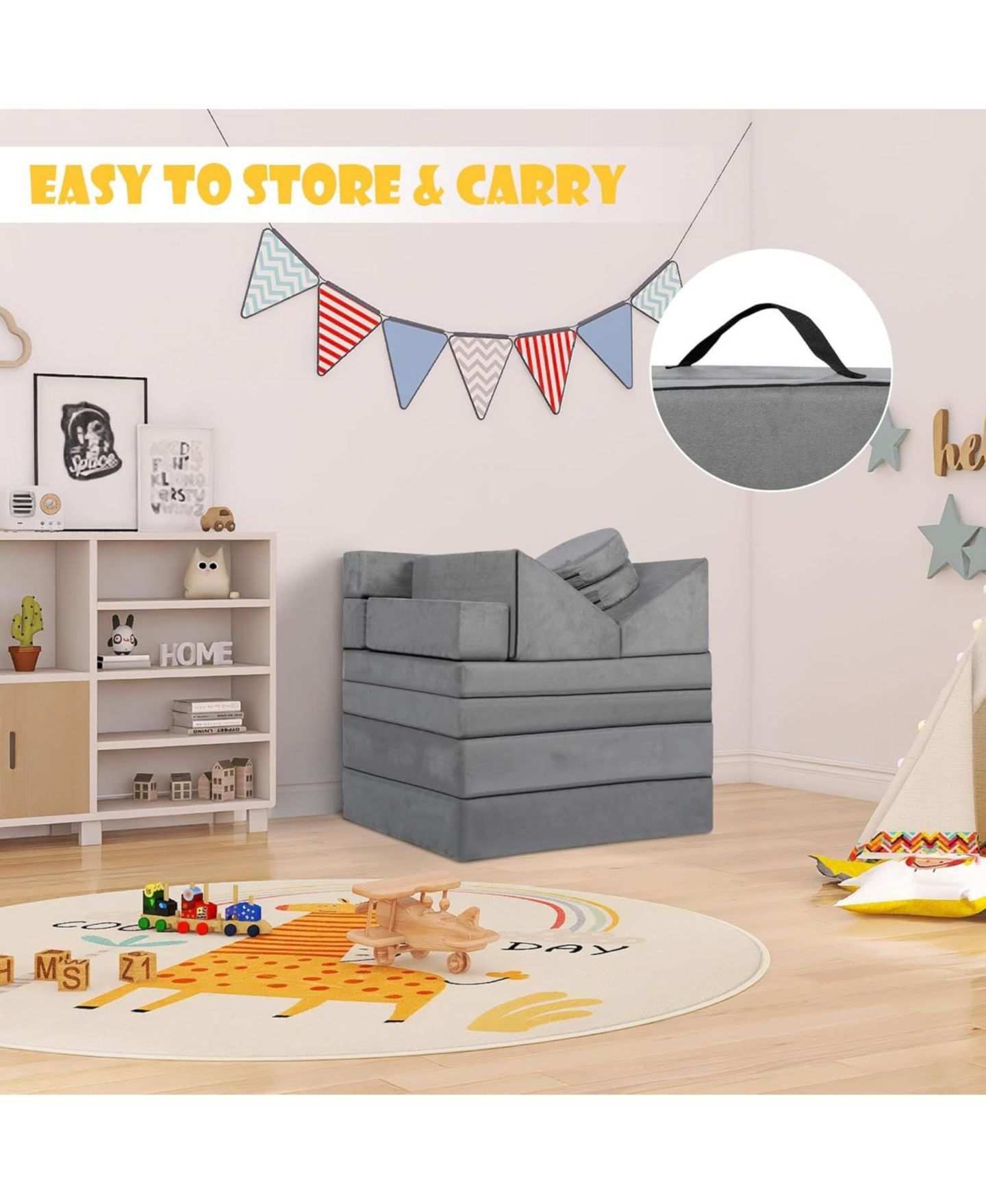 Детские игрушки Kinder King Modular-Convertible 9-Piece Sofa, Ages 3+ — фото 7