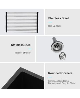 17.71x15.74x9 Inch Granite Composite Quartz Undermount Kitchen Sink