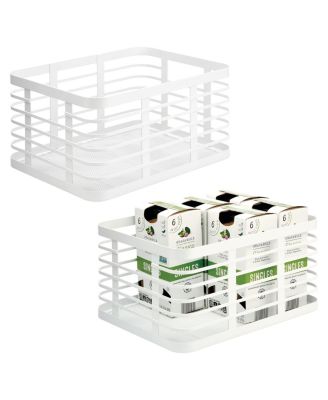 Metal Pantry Basket with Handles - Set of 2 - Matte White