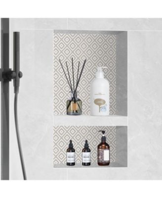 Shower Niche, Ready for Tile, 16" x 24", Double Shelf, Recessed Wall Insert, Sealed Waterproof, Square Corners, Black