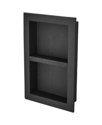 Shower Niche, Ready for Tile, 16" x 24", Double Shelf, Recessed Wall Insert, Sealed Waterproof, Square Corners, Black