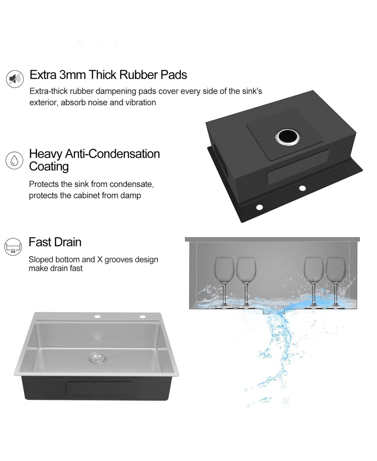 flynama 28x22inch Stainless Steel Workstation Sink Drop In Single Bowl 18 Gauge with Accessories