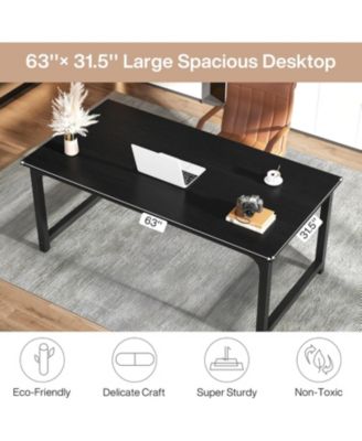 63” Executive Desk, Large Office Computer Desk with Thicken Frame, Modern Simple Workstation Business Furniture