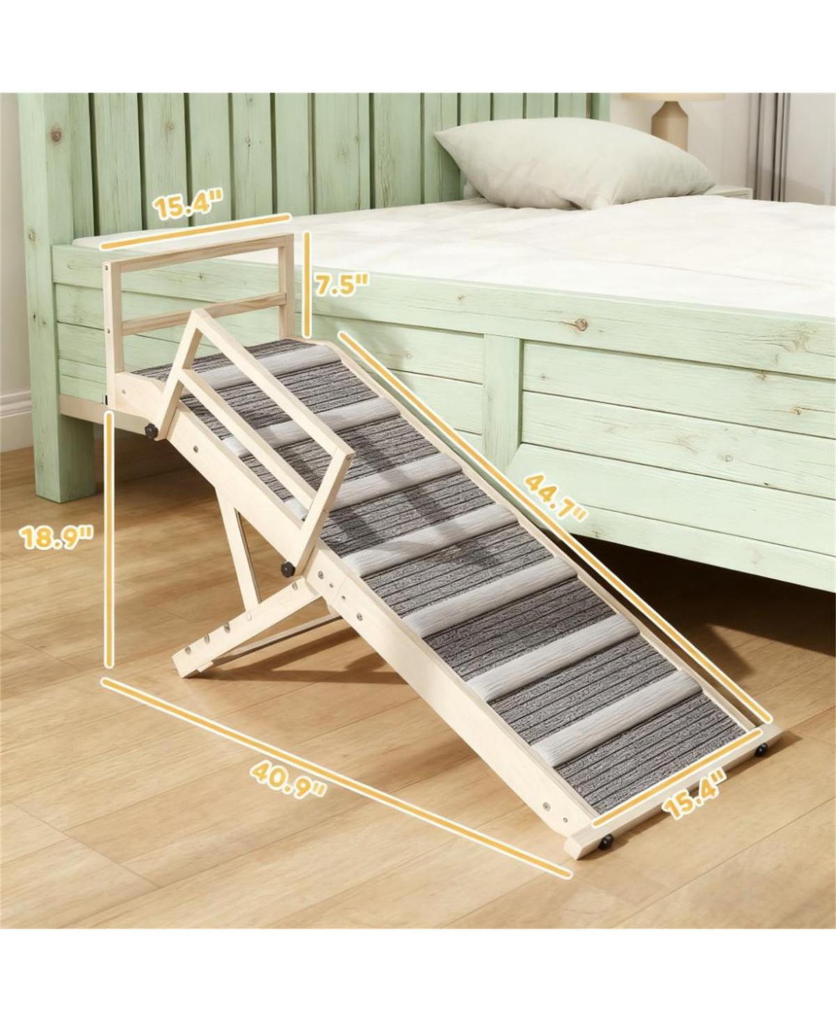 Aostirmotor Dog Step with Side Rails Dog Ramp in Natural