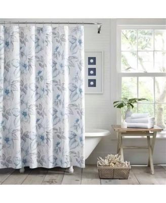 72-Inch Tropical Botanical Floral Cotton Shower Curtain