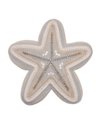 Beaded Sea Star Coastal Embellished Accent Shaped Pillow