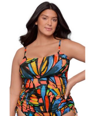 Women's Supportive and Sculpting Classic Shirred-Front Tankini Swimsuit Top