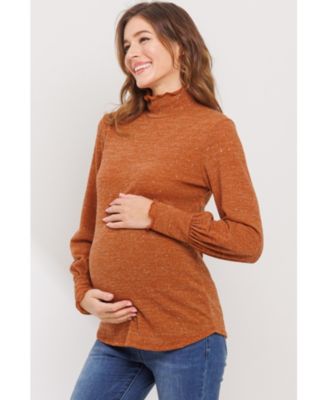 Maternity Shimmer Long Sleeve Mock Neck Top