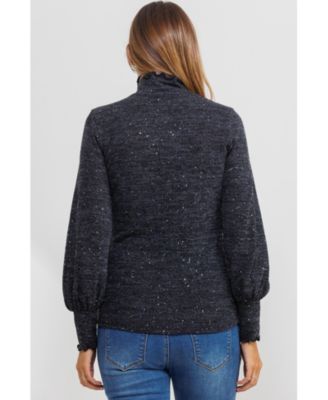 Maternity Shimmer Long Sleeve Mock Neck Top