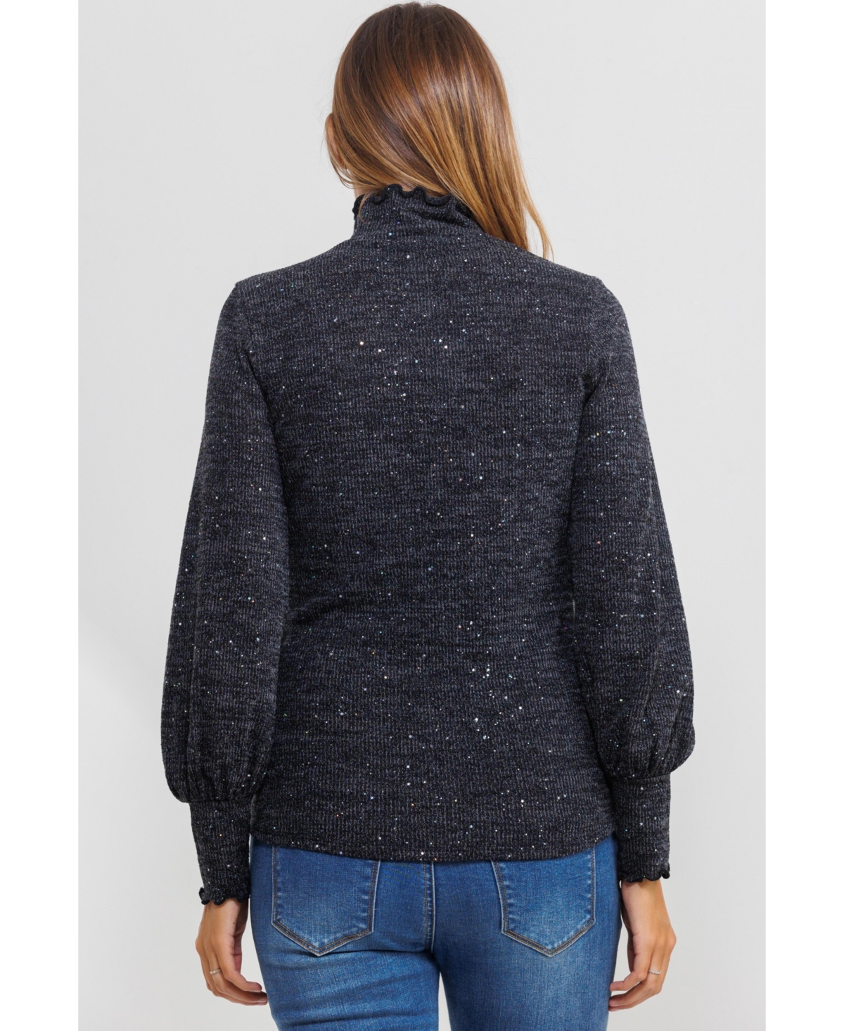 Hello Miz Maternity Shimmer Long Sleeve Mock Neck Top