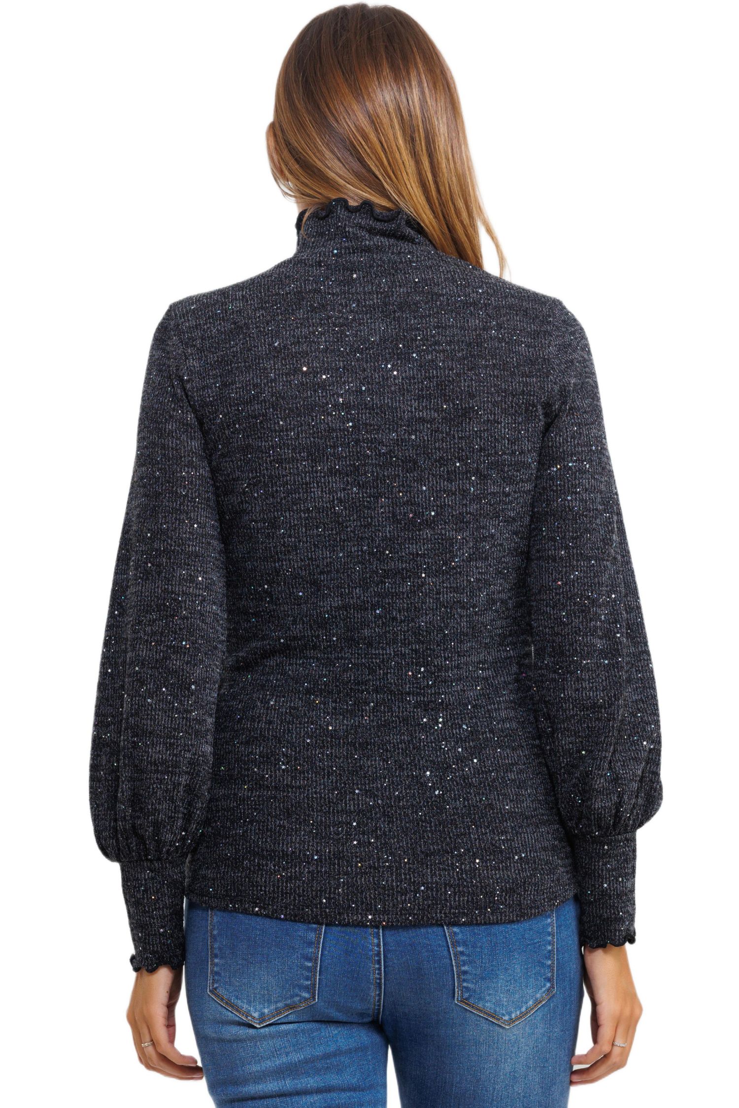 Maternity Shimmer Long Sleeve Mock Neck Top