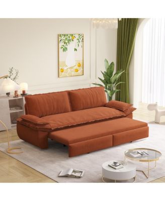 Corduroy Queen Sleeper Sofa Bed with Pull-Out for Small Spaces