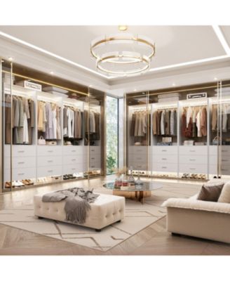 24" Freestanding Closet Organizer System with Hanging Rods and Drawers