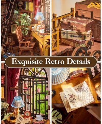 Book Nook Kit, DIY Miniature House Kit, 3D Wooden Puzzle Bookends,Bookshelf Decor, Simple Assembly Dollhouse Kit, Creative Unique Gifts