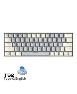 63-Key Wired Mechanical Keyboard, Blue Switch, Hot-Swappable, Rainbow Backlit – Compact Gray/Beige for Gaming & Work.