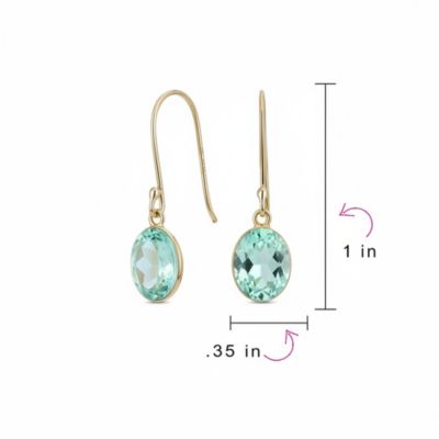 Classic 10K Gold Faceted Double Natural Stones Bezel Set Oval Drop Earrings