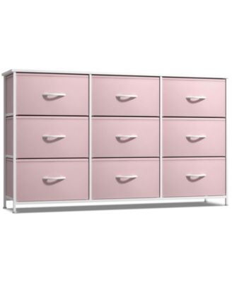 9 Drawers Dresser- Storage Unit with Steel Frame, Wood Top, Fabric Bins