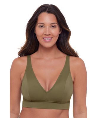Women's Supportive Banded Plunge V-Neck Bralette Swimsuit Top