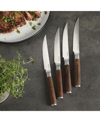 4-Piece 1.4116 German Stainless Steel Steak Knife Set with Dark Pakka Wood Handles Full-Tang Steak Knives for Dining & Everyday Table Use