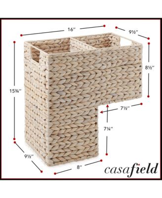 Stair Basket with Handles, Espresso Dark Brown - Woven Water Hyacinth Staircase Step Organizer Bin