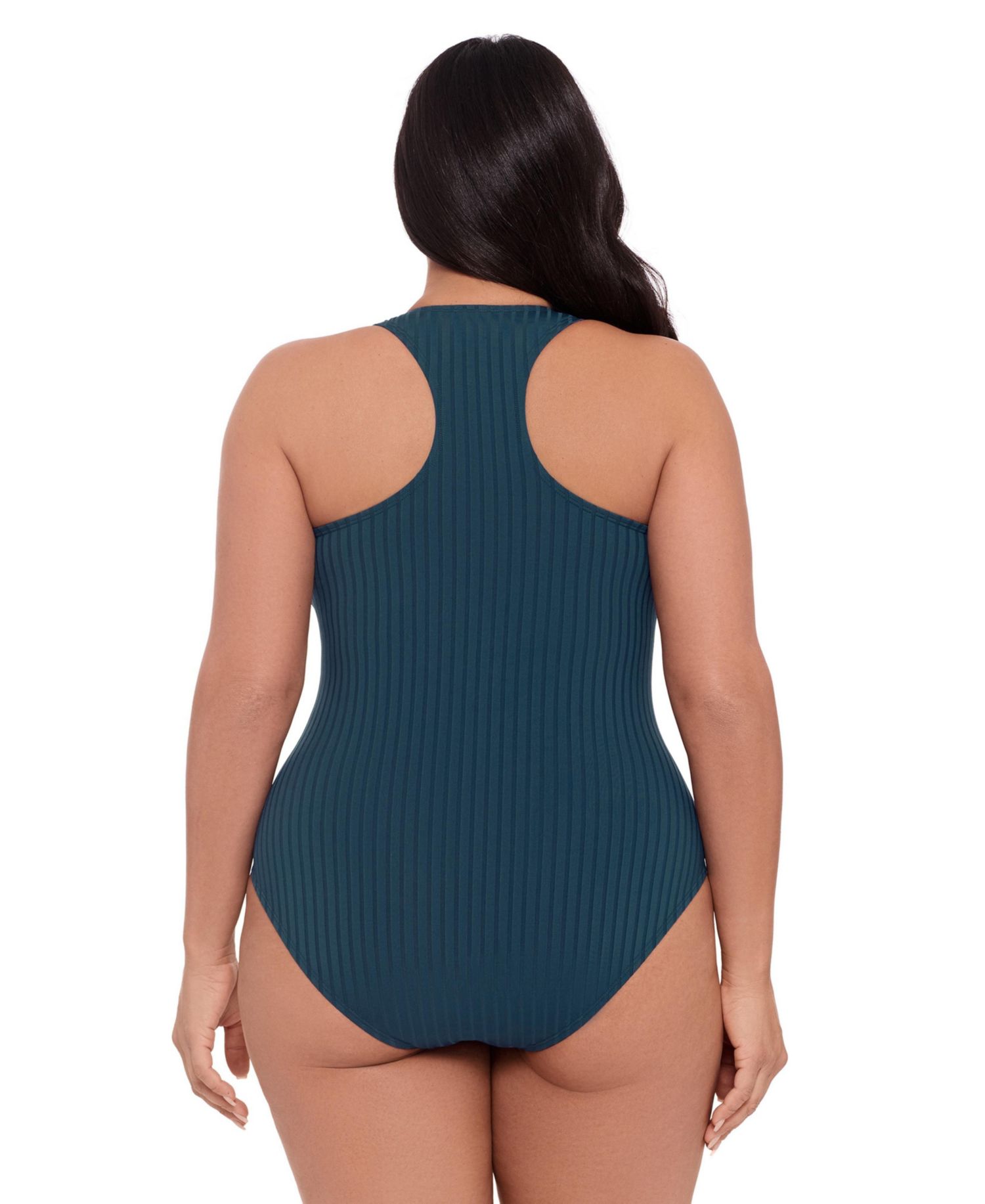 Women's S3 Smoothing Ribbed High-Neck Snap-Front One Piece Swimsuit