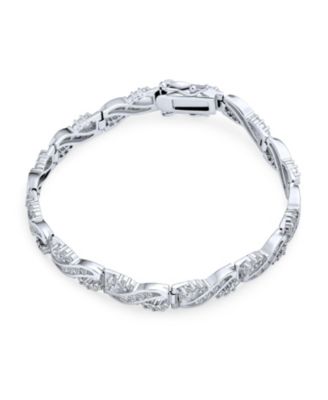 Traditional Romantic Cubic Zirconia CZ Infinity Tennis Bracelet .925 Sterling Silver