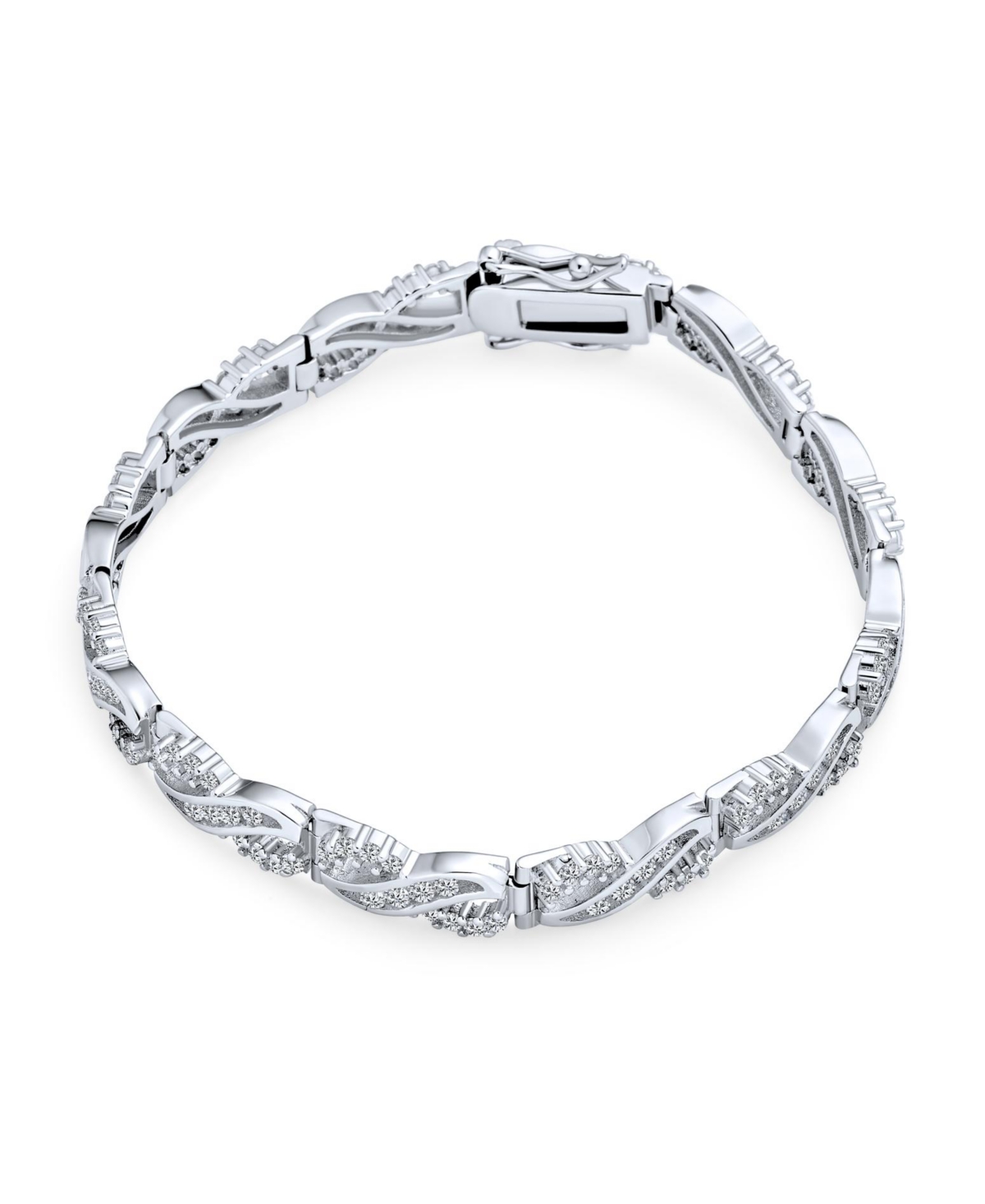 Bling Jewelry Traditional Romantic Cubic Zirconia Cz Infinity Tennis Bracelet .925 Sterling Silver