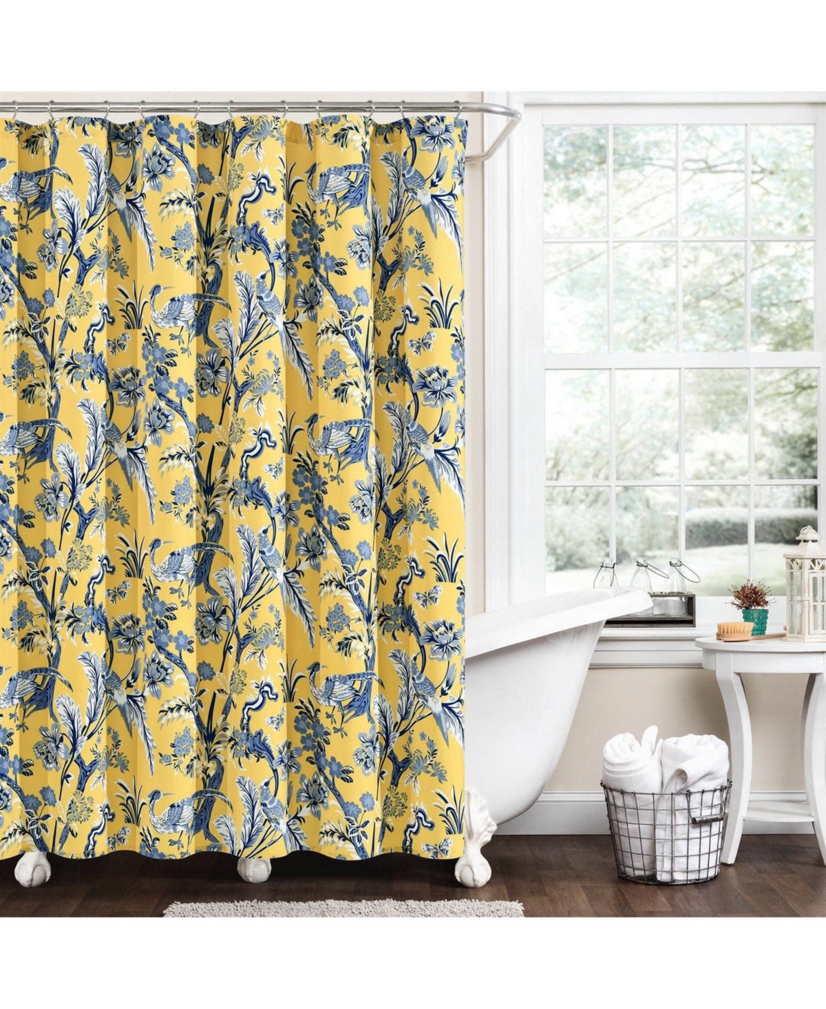 Slickblue Exotic Birds Floral Polyester Shower Curtain