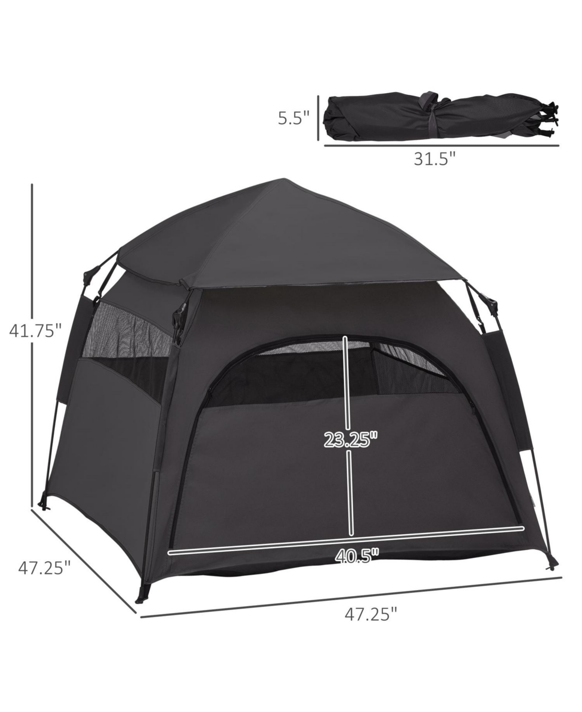 Aostirmotor Tent with Carry Bag, for Beach in Dark Gray